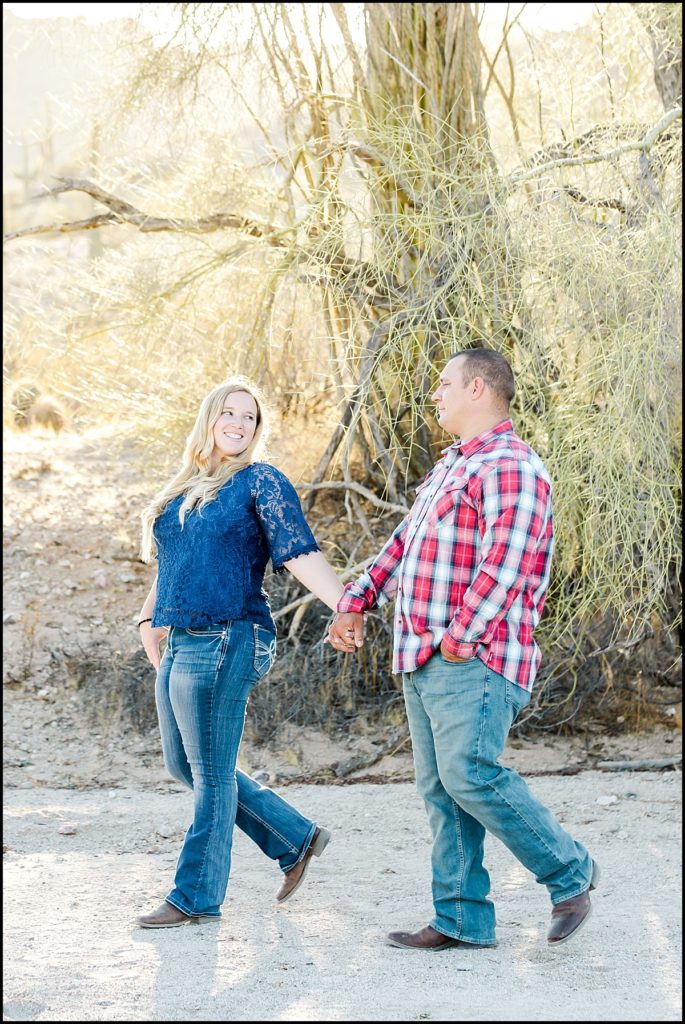 picture of a couple during their engagement session at San Tan Mountain Regional Park